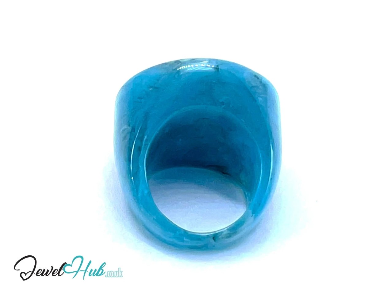 Petite Sculptural Resin Rings 🔷 Blue US N · US 7 · Marbled Blue · Handcrafted · 7.83g - JewelHub.co.uk