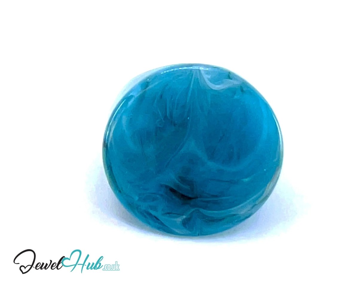 Petite Sculptural Resin Rings 🔷 Blue US N · US 7 · Marbled Blue · Handcrafted · 7.83g - JewelHub.co.uk