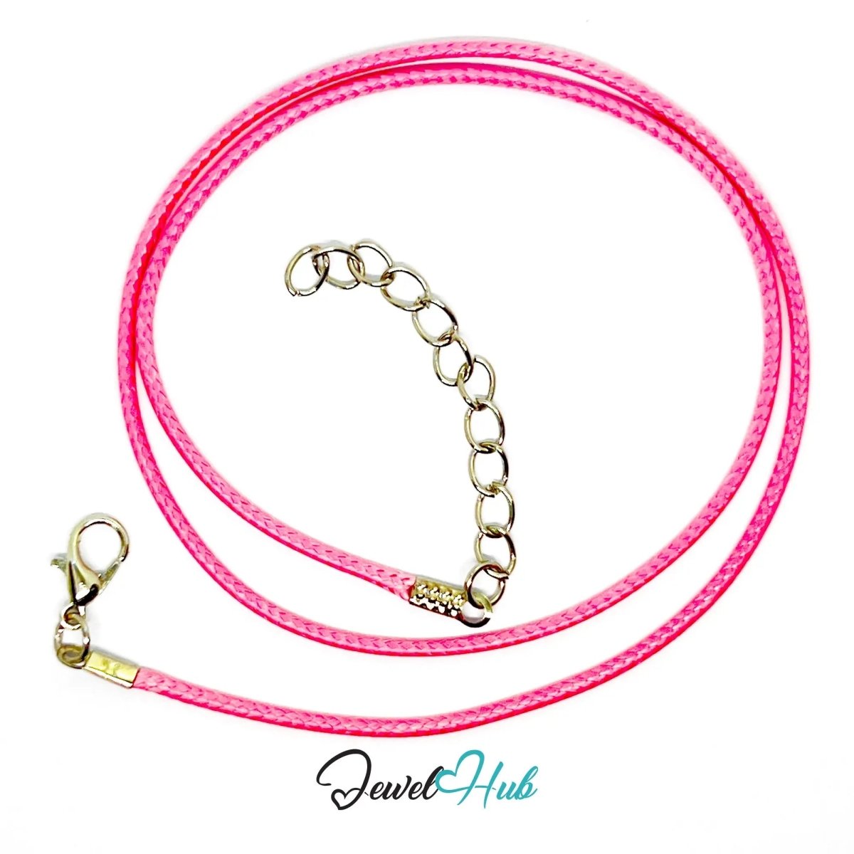 Pink Faux Leather Cord Necklace – 40cm Layering Base (Silver Clasp) - JewelHub.co.uk
