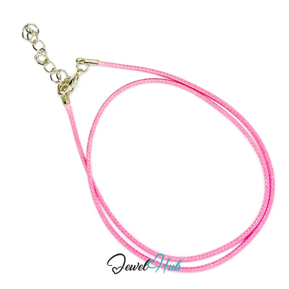 Pink Faux Leather Cord Necklace – 40cm Layering Base (Silver Clasp) - JewelHub.co.uk