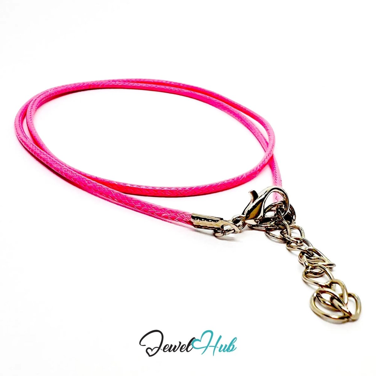 Pink Faux Leather Cord Necklace – 40cm Layering Base (Silver Clasp) - JewelHub.co.uk
