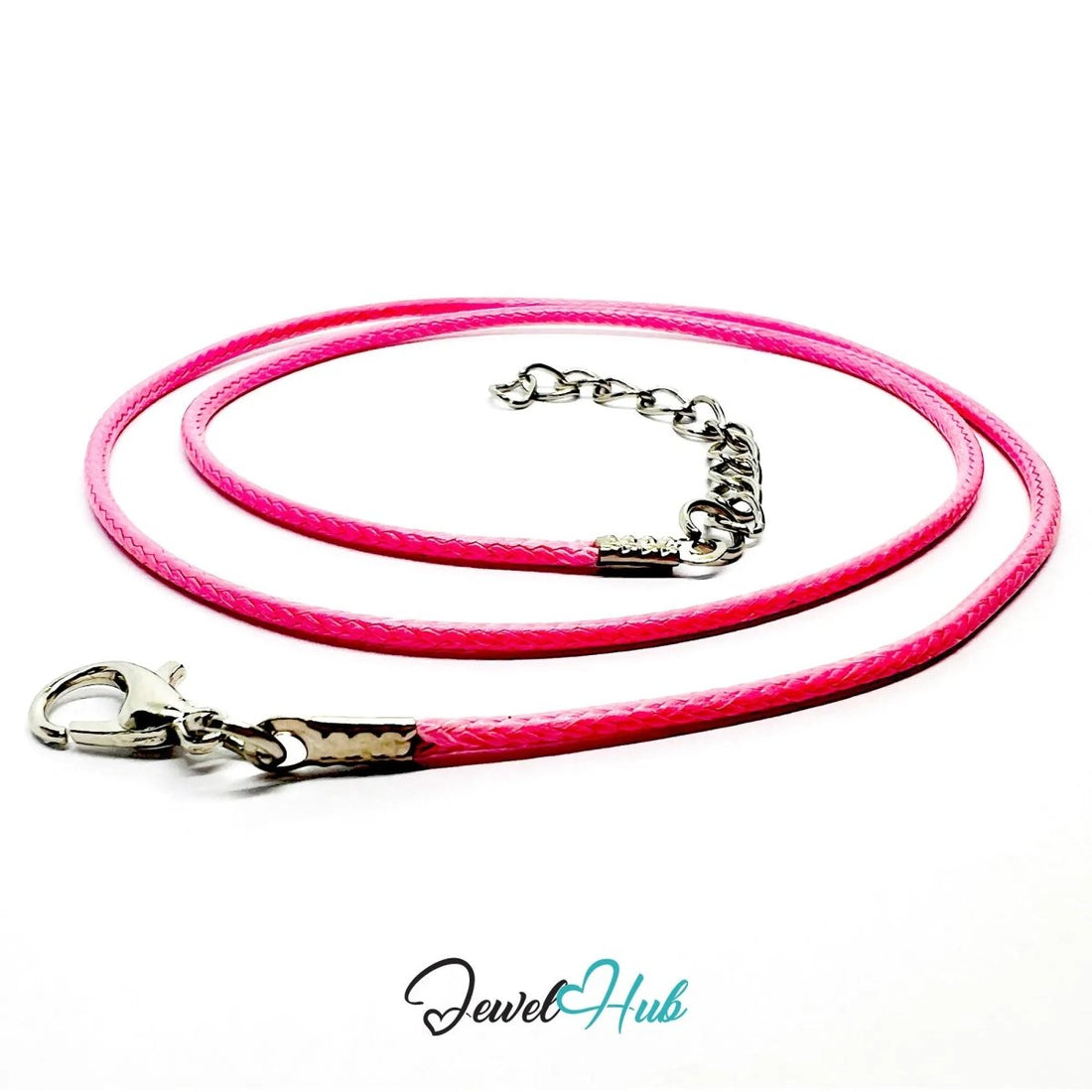 Pink Faux Leather Cord Necklace – 40cm Layering Base (Silver Clasp) - JewelHub.co.uk