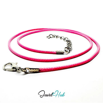 Pink Faux Leather Cord Necklace – 40cm Layering Base (Silver Clasp) - JewelHub.co.uk