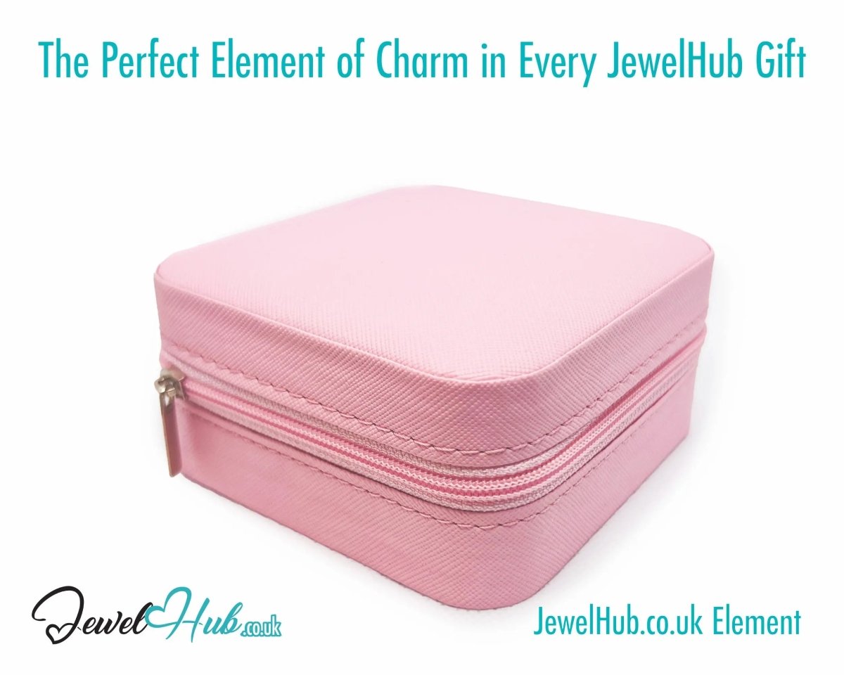 Pink 🎀 Faux Leather Travel Jewelry Box — Velvet Lined · Compact · Zipper Closure - JewelHub.co.uk