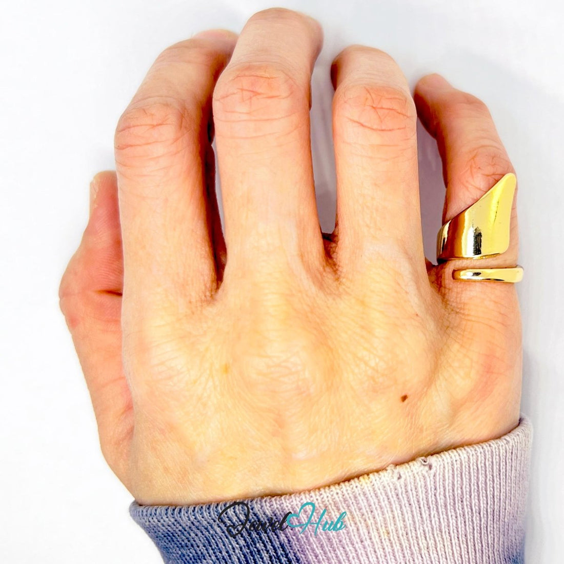 PointedCrest Gold - Plated Zinc Ring · Sculptural Peak Statement - JewelHub.co.uk