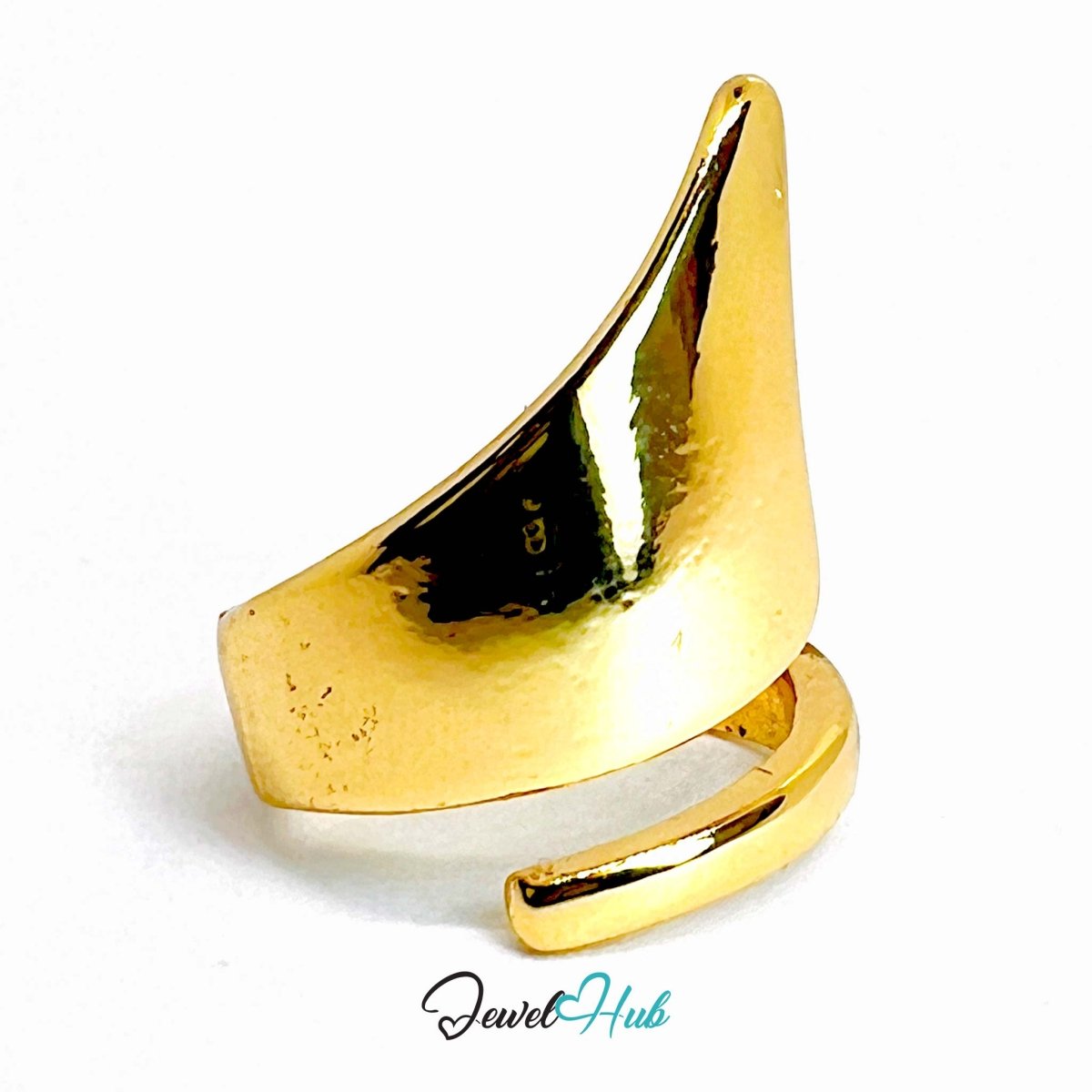PointedCrest Gold - Plated Zinc Ring · Sculptural Peak Statement - JewelHub.co.uk