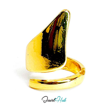 PointedCrest Gold - Plated Zinc Ring · Sculptural Peak Statement - JewelHub.co.uk