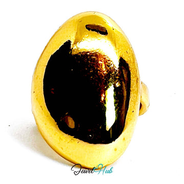 Polished Dome Gold - Plated Zinc Ring – Open Band Sculptural Shine - JewelHub.co.uk