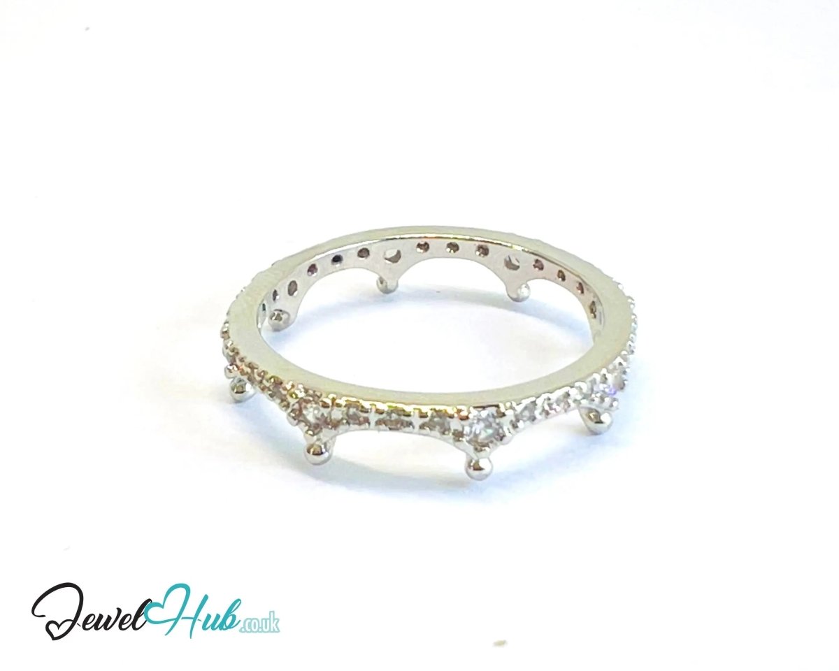 Premium Copper 🔱 Crown Bloom Ring · White/Gold K Plated · UK M · US 6.5 · UK S · US 9.5 · CZ Halo Cluster - JewelHub.co.uk