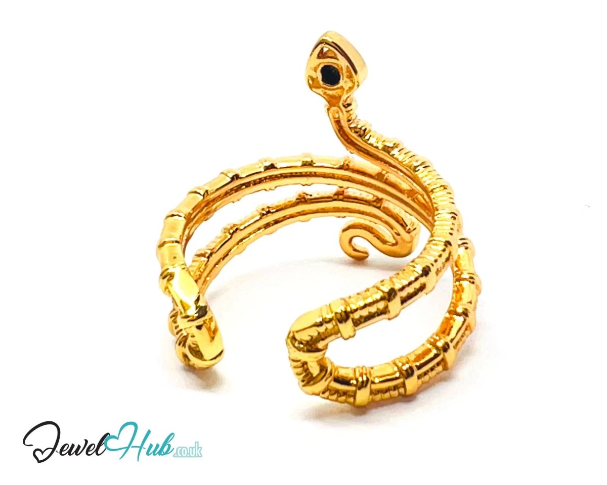 Premium Copper Ring 🔱 Gold Snake Wrap · Gold K Plated · Adjustable (M/N/O/P) - JewelHub.co.uk