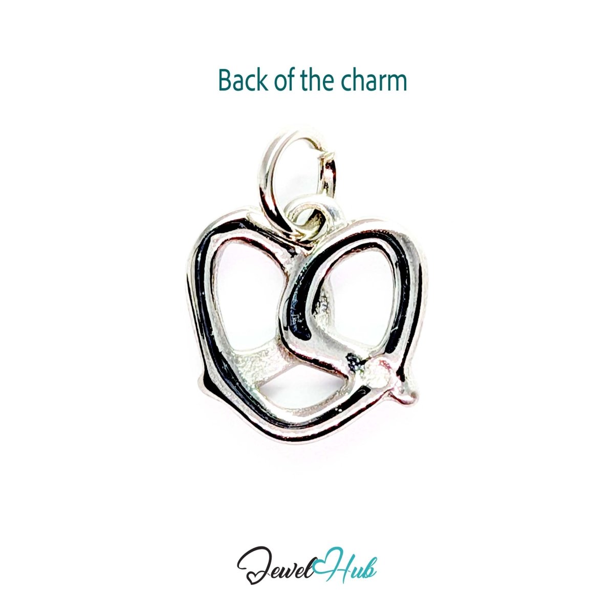 Openwork pretzel charm in silver stainless steel - reverse - JewelHub