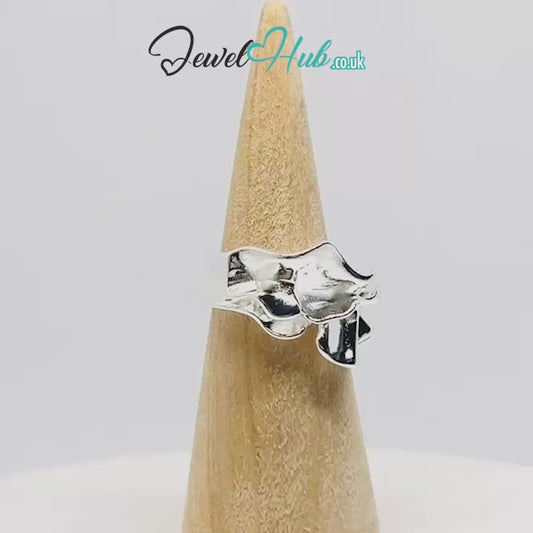 925 Sterling Silver Statement Chunky Ring | 8.88g | UK P US 8 | Sculpted Shine