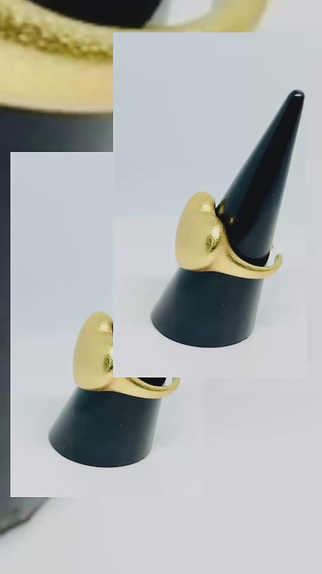 925 Silver Ring (Hallmarked) Gold-Tone Matte Heart · UK L-M-N · US 6–7.5 · 7.48g