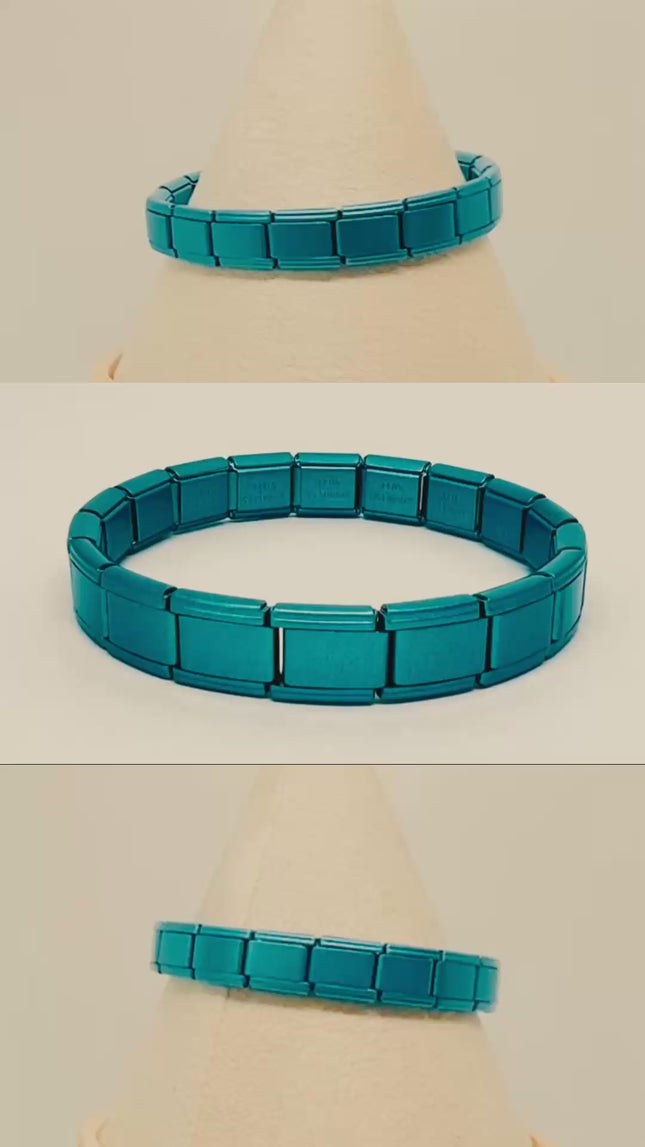 Light Blue Matte Italian bracelet by the FortunaLink™ Tile Collection (18 links)