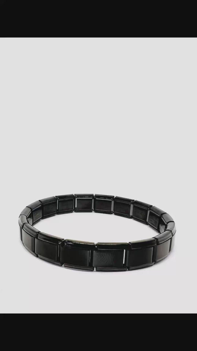 Black Glossy Italian bracelet by the FortunaLink™ Tile Collection (18 links)