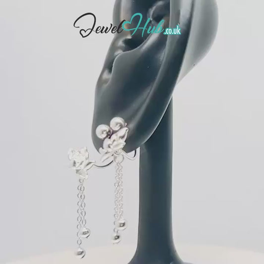 Echo Bloom – 925 Sterling Silver Back-Drop Stud Earrings (2.51g)