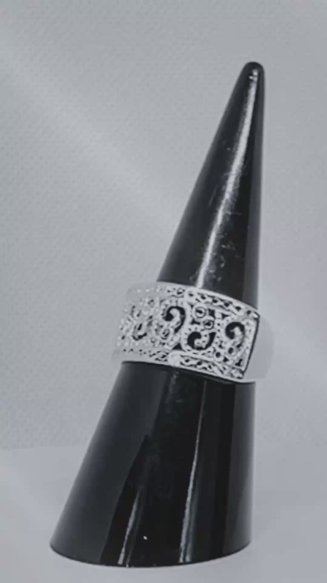 925 Silver Ring (Hallmarked) Lace-Inspired Pattern with Beaded Edges | 3.6-4.2g | UK N US 7 / UK R US 9