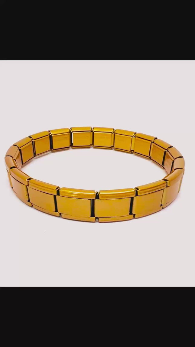 FortunaLink™ Modular Italian Bracelet – Gold Matte Finish, 18 Stainless Steel Links for Charm Stacking