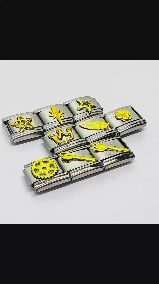 Italian Charm Bracelet (Gold) FortunaLink™ Stainless Steel Designs for Daily Meaning & Modular Style