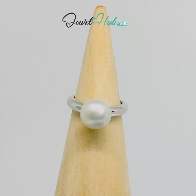 18K White Gold South Sea Pearl Ring – Hallmarked (750) | UK I½ US 4.5 | Legacy in a Luster