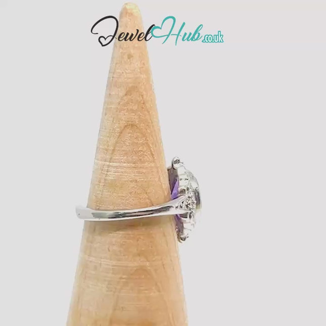925 Sterling Silver Natural Amethyst (3.5-carat) Ring | Adjustable Size | Violet Bloom