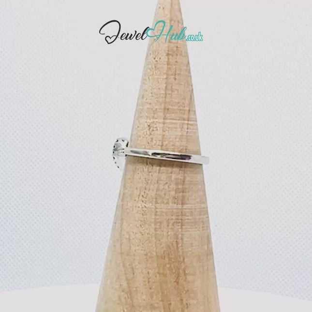 18k White Gold Diamond Ring – Hallmarked (750) | UK M US 6.5 | Double Heart Pavé Design