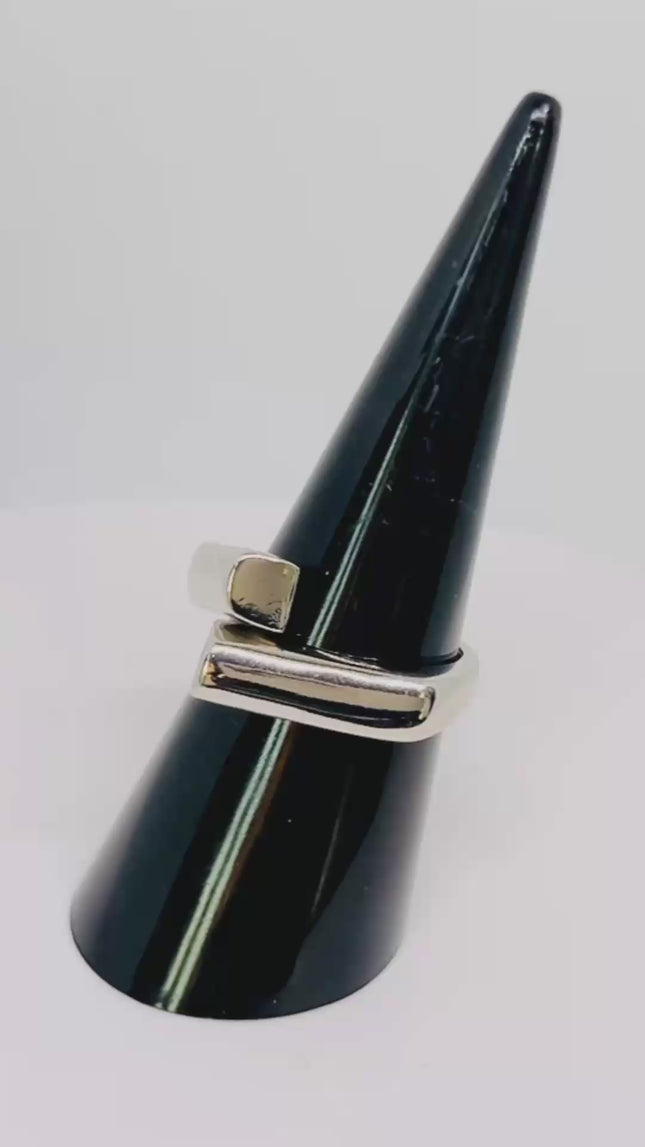 925 Silver Ring (Hallmarked) Linear Merge Design | 4.2g | Adjustable UK O-P-Q