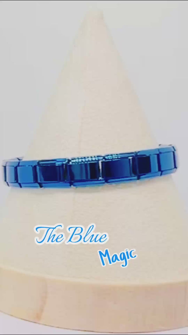 Dark Blue Glossy Italian bracelet by the FortunaLink™ Tile Collection (18 links)