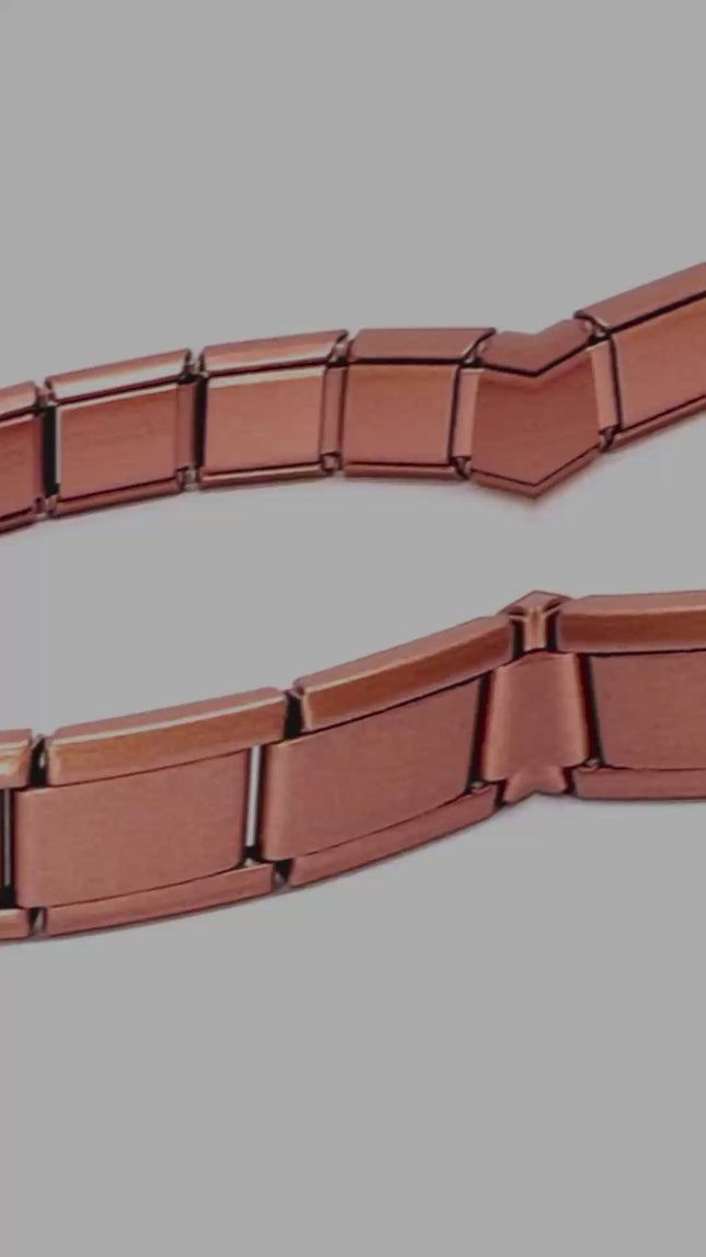 FortunaLink™ Modular Italian Bracelet (Rose Gold Matte Finish) 18 Stainless Steel Links for Charm Stacking