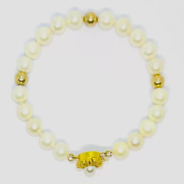 Natural Pearl Bracelet | 925 Silver & Gold-Plated Beads | 17cm Clasp Style | Pendant for Presence