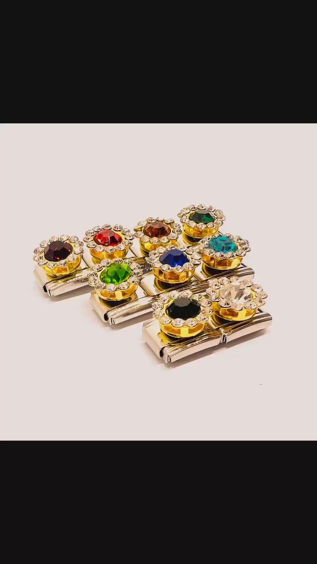 FortunaLink™ Gemstone Italian Charm – Colour Crystal Designs for Daily Luck & Modular Radiance