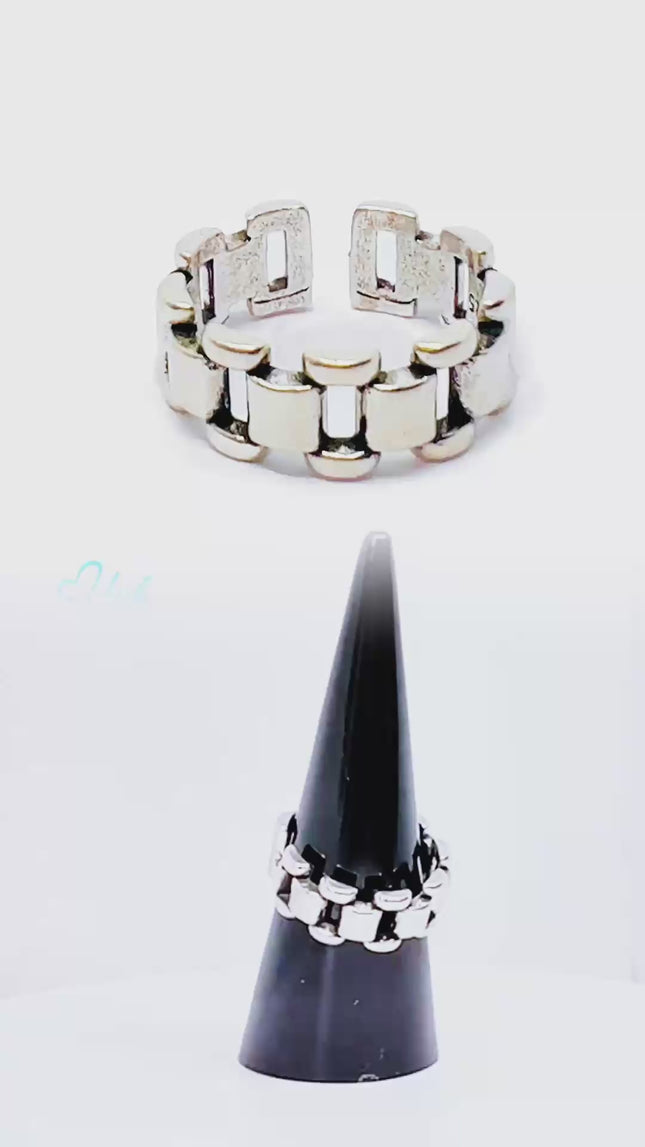 925 Silver Ring (Hallmarked) Chain-Link - Everyday Luxury | 4.08g | Adjustable UK N-O-P
