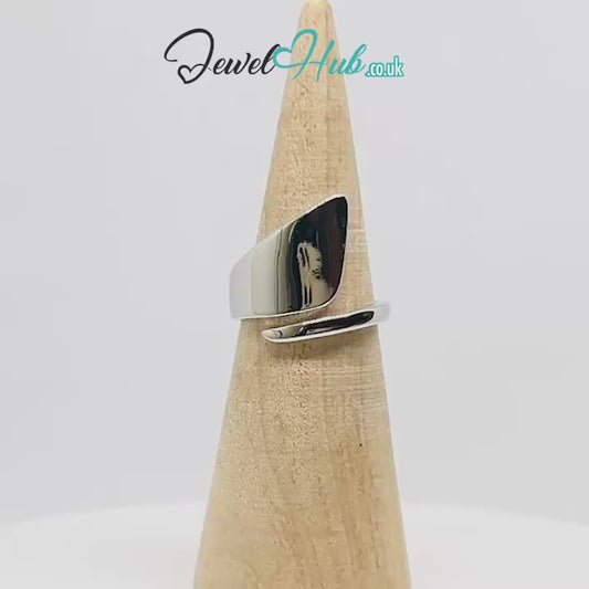 925 Sterling Silver Sculptural Ring | 4.9g | Adjustable (N-P) | Molten Arc