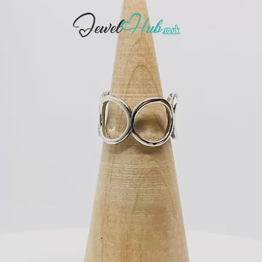925 Sterling Silver Interlocking Petite Ring | 2.51g | Adjustable (N-P) | Lunar Link
