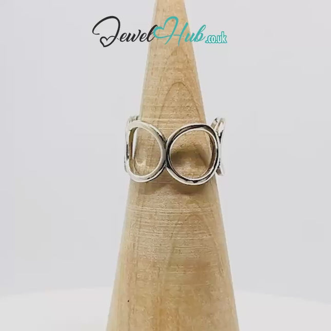 925 Sterling Silver Interlocking Petite Ring | 2.51g | Adjustable (N-P) | Lunar Link