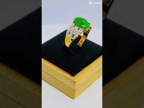 18k Gold Jade & Diamond Luxe Statement Band #jewelhubcouk #finejewellery