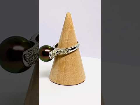 18k Gold Black South Sea Pearl Ring #jewelhubcouk #finejewellery