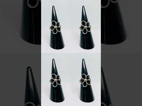 925 Silver Gold-Tone Flower Ring Adjustable #jewelhubcouk #finejewellery