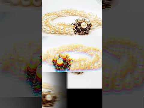 Multi-Strand Natural Pearl Bracelet | 14k Gold Flory Clasp Elegance #jewelhubcouk #finejewellery