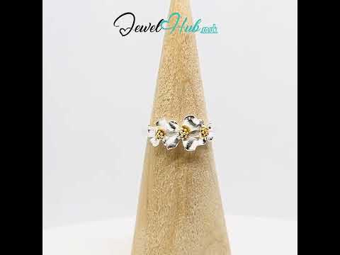 925 Sterling Silver Floral Golden Bloom Ring | 2.81g | Adjustable (N-P) | Golden Centres