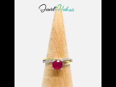 Ruby Silver Ring with Gold-Toned Accents | Adjustable 925 Sterling Statement Ring