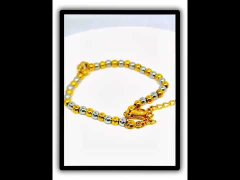 DuoTone Heart Zirconia Bead Bracelet | Gold–Silver Accent Piece #jewelhubcouk #modernjewellery