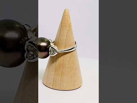 18k Gold Black South Sea Pearl Ring #jewelhubcouk #finejewellery