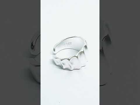 Wavy Sculptural 925 Silver Ring | Adjustable Statement Band #jewelhubcouk #finejewellery