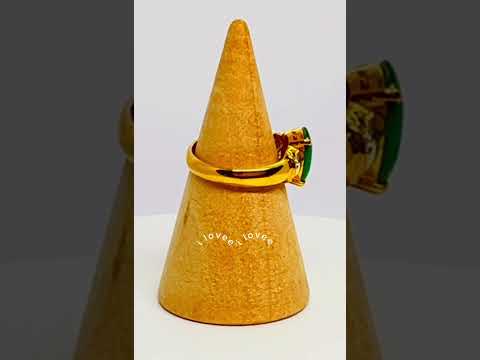 18k Gold Jade Ring Classic Prong Band #jewelhubcouk #finejewellery