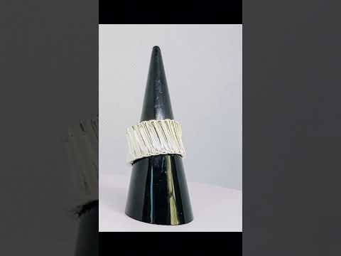 Silver ribbed sculptural statement ring