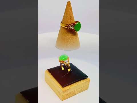18k Gold Jade Diamond Ring Trio Heritage Band #jewelhubcouk #finejewellery