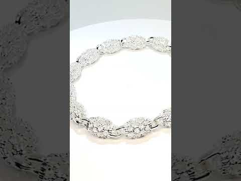 925 Sterling Silver Pavé Oval Link Bracelet – Sparkling Elegance with Lobster Clasp