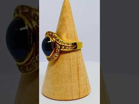 18k Gold Sapphire Halo Split Shank Ring #jewelhubcouk #finejewellery
