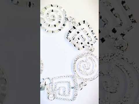 925 Sterling Silver Spiral Link Bracelet – Geometric Chain with Artistic Cutout Detail